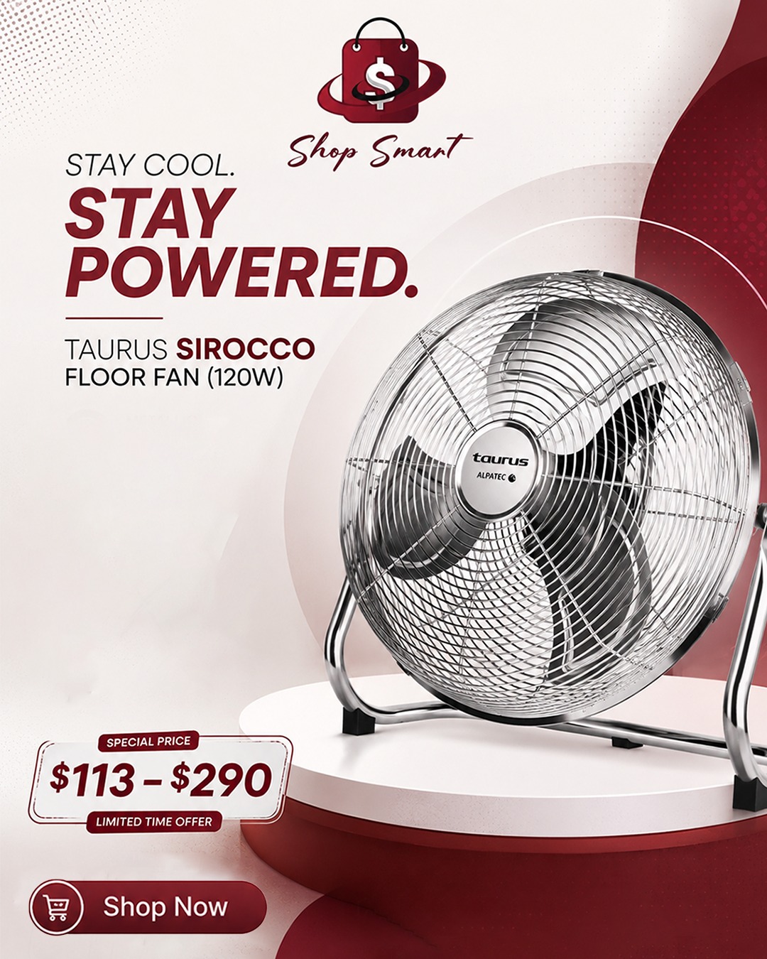 Taurus Sirocco Floor Fan (120W)